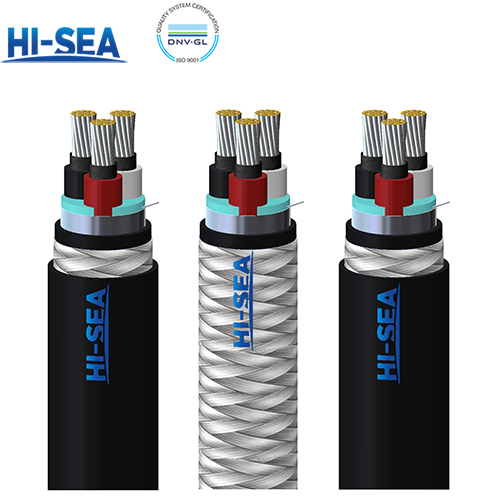 (FA-)D/TPY(C)(Y)SLA Double Three core,EPR insulated PVC sheathed (steel wire braided) (and PVC protective covered) (flame retardant) cable with common shield 0.6/1KV